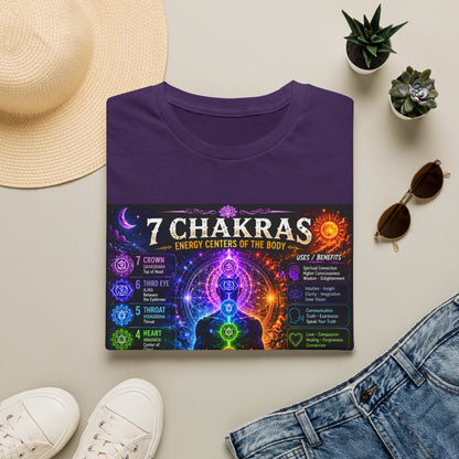 7 Chakras Energy Centers T-Shirt | Chakra Alignment Illustration
